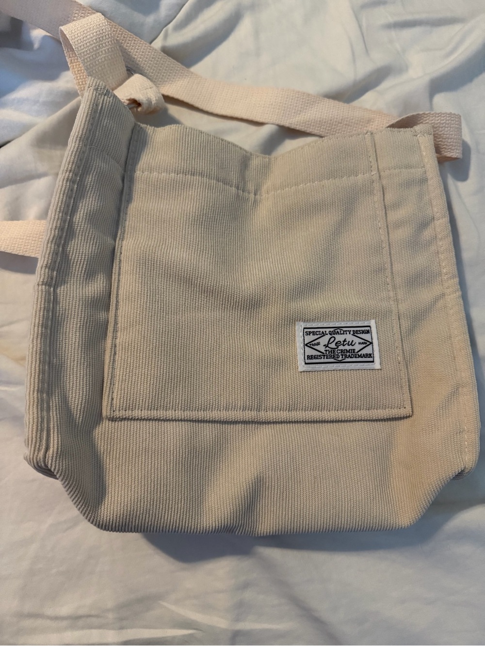 Beige Canvas Crossbody Bag